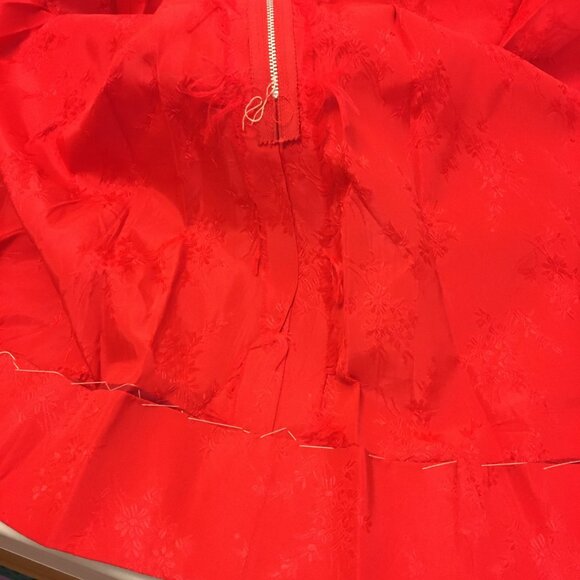 Vintage 50s Red Brocade Cocktail Party Dress Christmas Holidays MCM (IB) - Picture 13 of 16